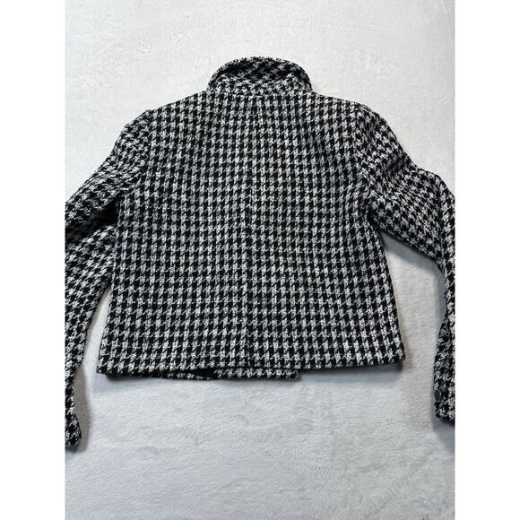 Maison D’Amélie Paris Houndstooth Blazer US 8 Black White Cropped Double Breaste - Picture 5 of 12